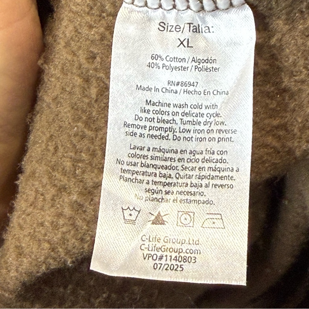 Peanuts Snoopy on Banjo Brown Hoodie Size XL Fleece Lined Athleisure Loungewear - Picture 7 of 9